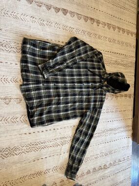 RedHead Olive Green and Black Plaid Hooded Jacket